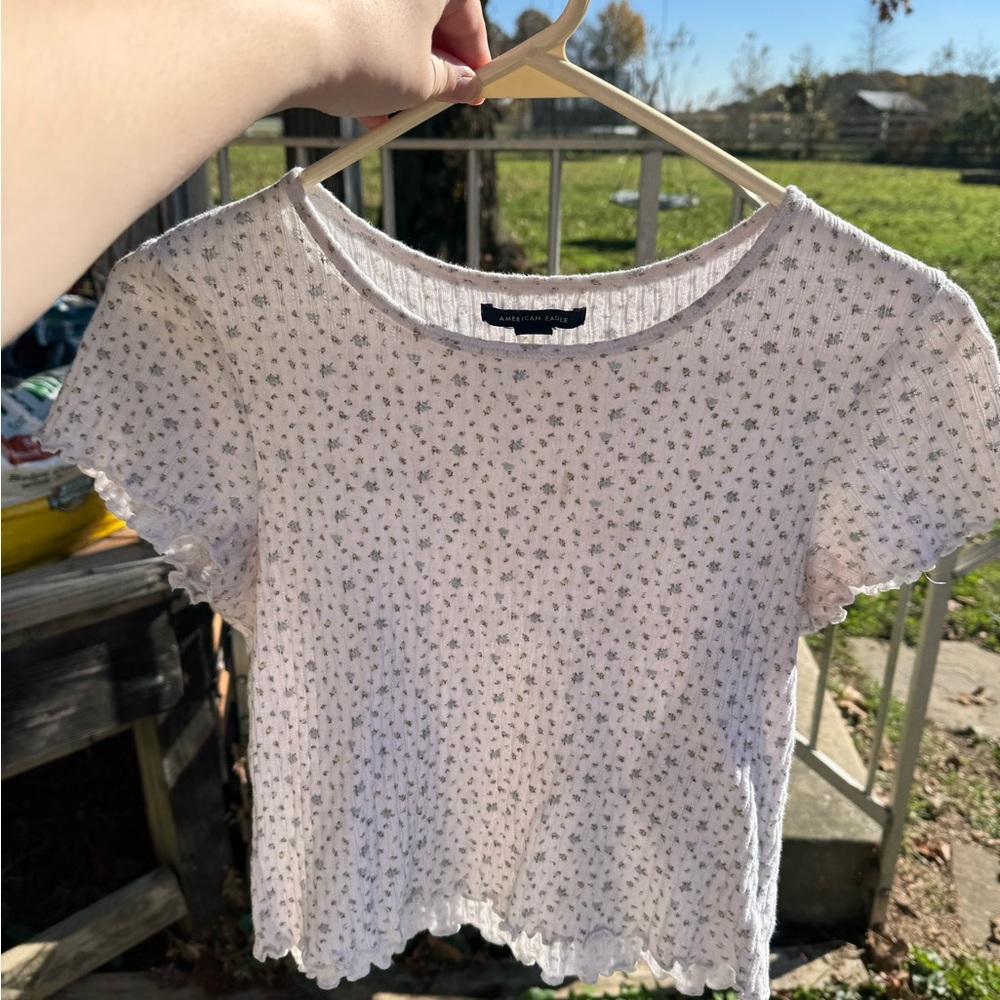 American Eagle Outfitters Speckled White Top